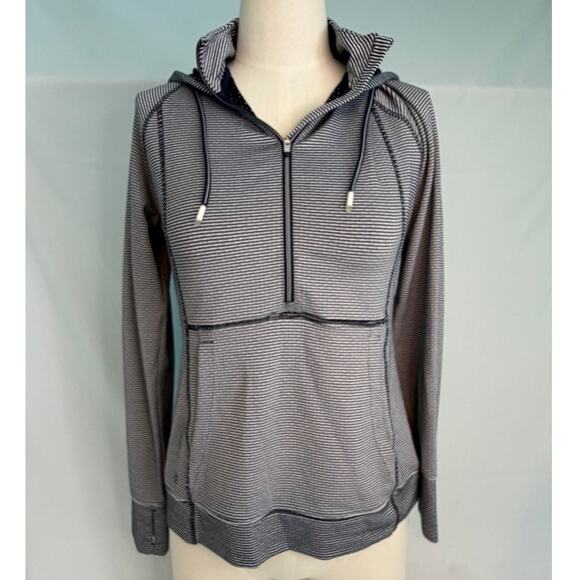 Athleta Tops - Athleta Navy Stripe Half-Zip Pullover Women’s M Athletic Athleisure Hoodie